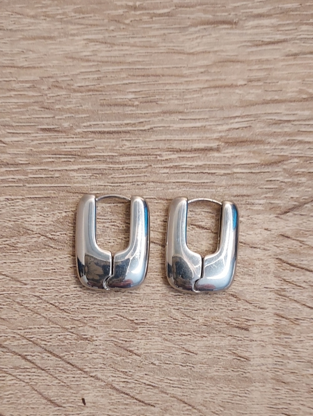 Silvertone U-Shaped Huggie Hoop Earrings - Silver